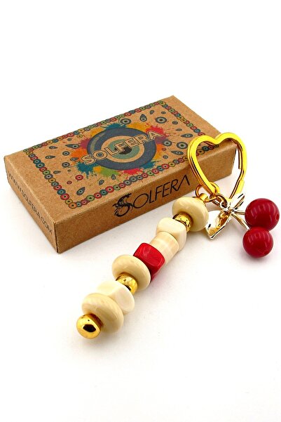 Solfera Original Murano Glass Beaded Bag Ornament Cherry Charm Keychain Ky069