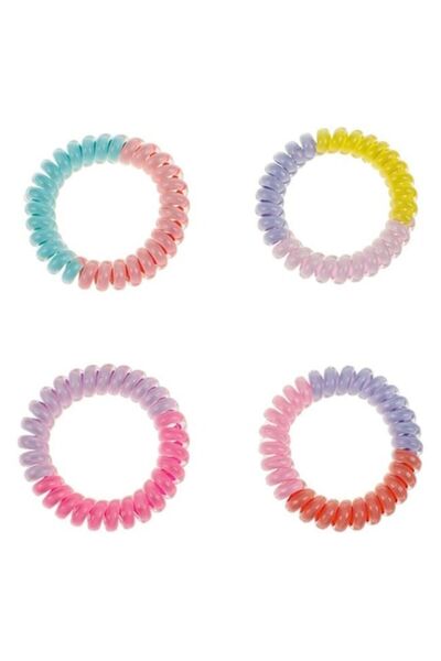 ANTBRO Set 4 elastice de păr pentru copii Antbro® Spiral bicolore, nuanțe pas...