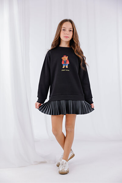 EYLÜL ELİF BUTİK Teddy Baskılı Spor Kız Elbise