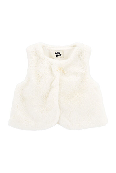 LC Waikiki Kız Bebek Pelüş Yelek Beyaz