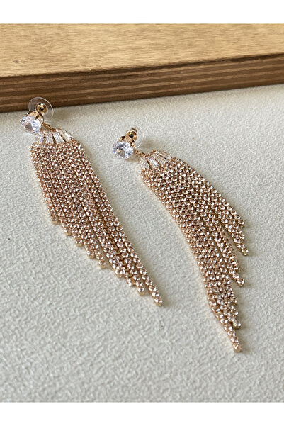 Rupen Kraft أقراط بتصميم فستان سهرة كبيرة الحجم مرصعة بأحجار الزركون اللامعة