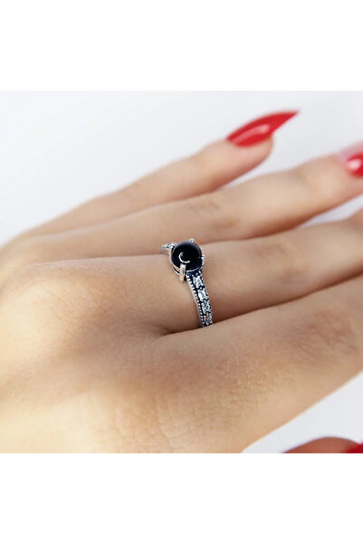 Silver berry S925 Black Moon Ring, Onix and Zirconia