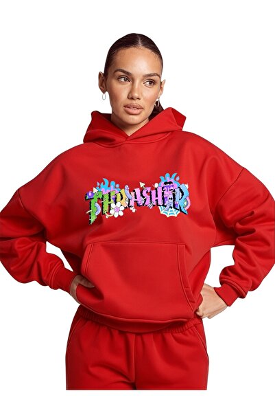 ArtYus Φούτερ Unisex Trasher Colorful Special με τύπωμα Cotton oversized με κ...