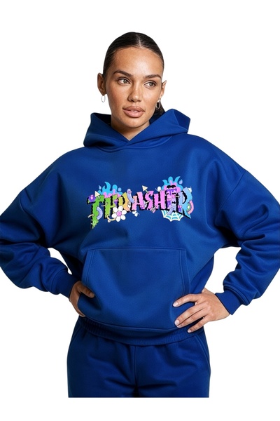 ArtYus Φούτερ Unisex Trasher Colorful Special με τύπωμα Cotton oversized με κ...