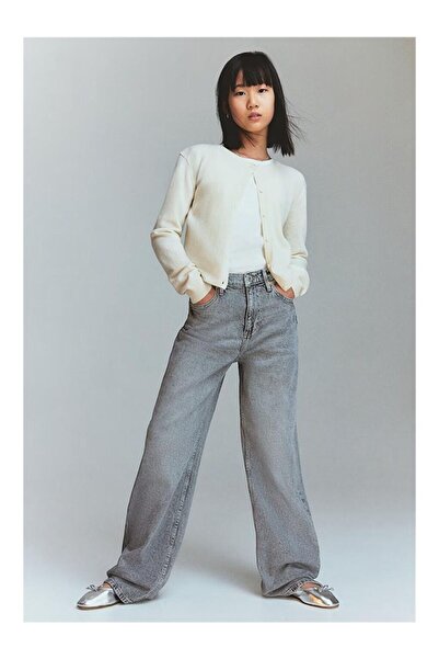 LC Waikiki Kız Çocuk Gri Renk Straight Wide Jean Pantolon