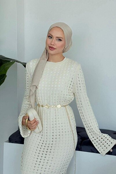 MyRia Mesh Knitwear Dress Lined, No Show Underneath, Cream