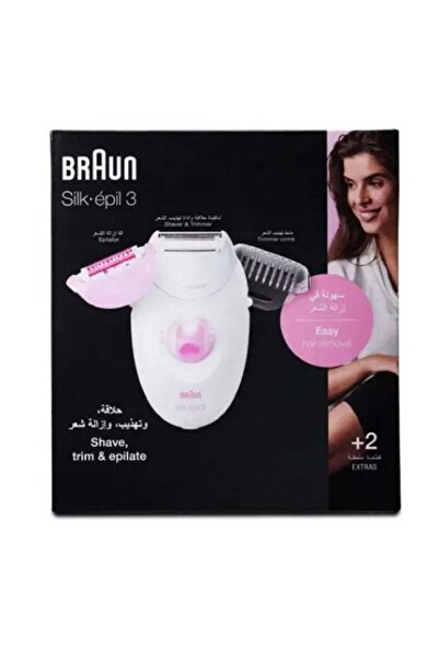 Braun Silk-épil 3 Epilator with Shaving Head White/Pink