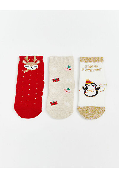 LC Waikiki Sparkling Choices from Shining Store | Christmas Themed Baby Girl Socks 3-Piece Set