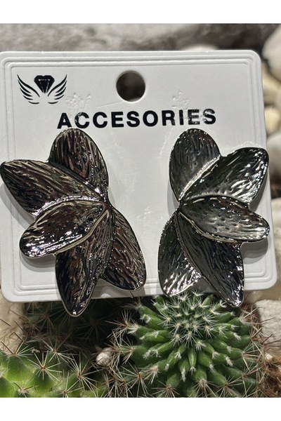 Luz De Viento Yarım Lotus Çiçek Gold&Gümüş Küpe Kombin