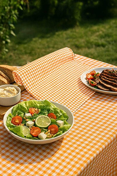 Mira Home Zefir Pattern Table Cloth Table Cover 170 X 170 cm Orange