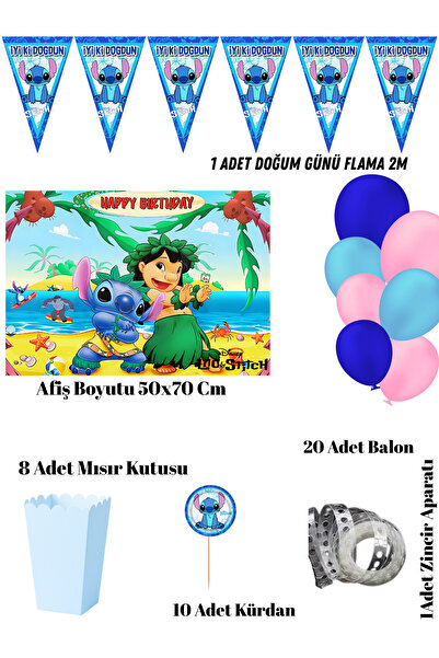 HAPPYLOOPPARTY Stich Angel Lilo Doğum Günü Parti Seti