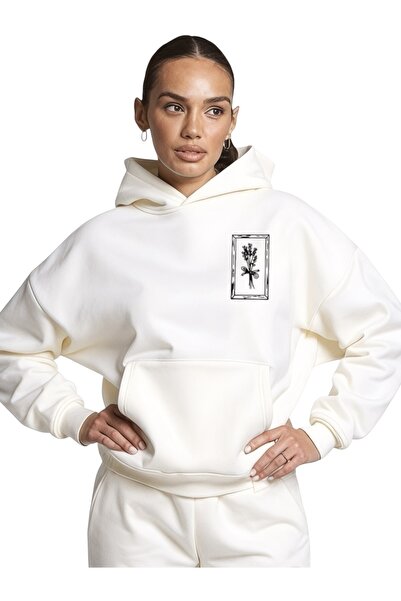 ArtYus Φούτερ Unisex Yanda Floral Πολύχρωμο Ειδικό με τύπωμα Βαμβακερό oversi...