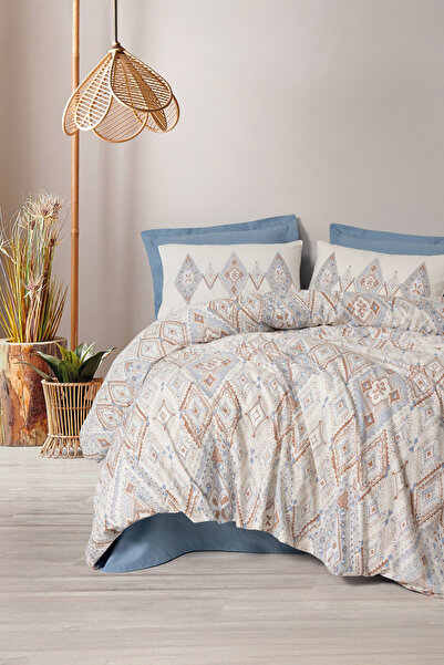 ŞENER HOME طقم غطاء لحاف فردي من كوتون بوكس بوهيم زانورا إنديجو