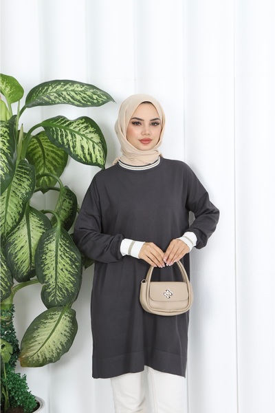 NİSUM MODA Sim Detaylı Merserize Tunik