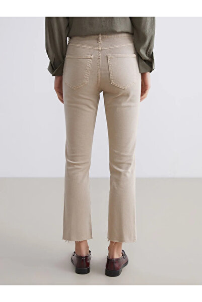 LC Waikiki LCW Jeans Kahverengi Crop Flare Kadın Jean Pantolon