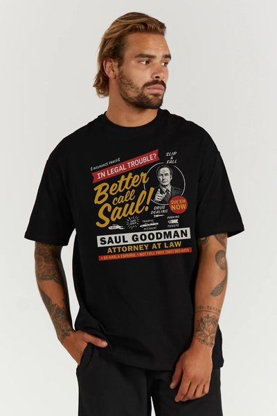 kun inaki Better Call Saul Goodman Breaking Bad Oversize Kalıp Siyah Geniş Bol Kesim Erkek Tişört