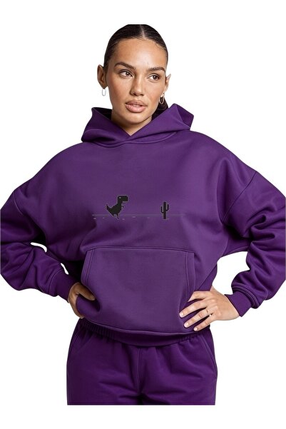 ArtYus Unisex dinosaurus šareni specijalni Štampano Pamuk Oversize kroj Sa ka...