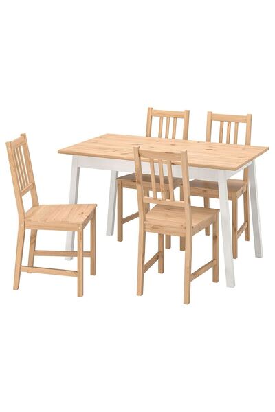 hobiurun Mutfak masası takımı, beyaz-kahverengi, 4 sandalyeli