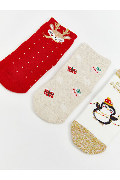 LC Waikiki Sparkling Choices from Shining Store | Christmas Themed Baby Girl Socks 3-Piece Set