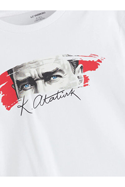 LC Waikiki Lcw Kids White Crew Neck Printed Long Sleeve Baby Boy T-Shirt