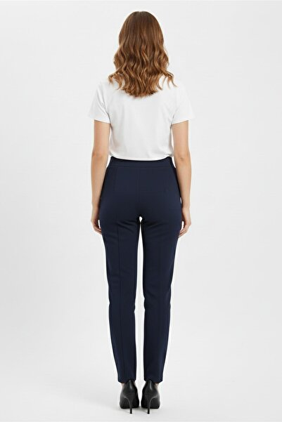 Nazal Women's Elastic Waist Seam Stitched Pocket Fabric Trousers Bgl-St04818