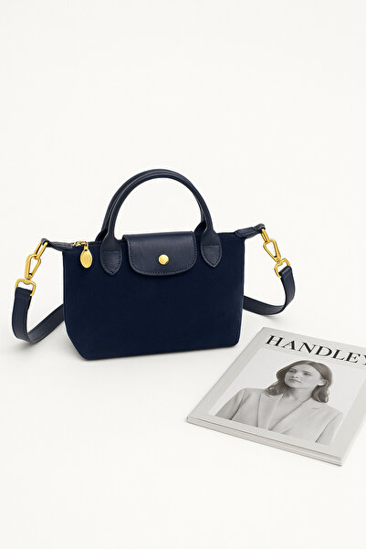 Handley ليليانا – حقيبة يد وكتف من الجلد السويدي مع تفاصيل جلدية