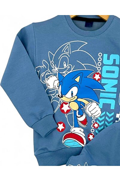 VOY KİDS Sonic Printed Boys' Seasonal Thin Tracksuit Set L Interlock Fabric 100% Cotton L 2-10 Years
