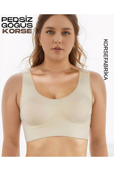 KORSEFABRİKA Thick Strap Chest and Back Gathering Padless Women's Chest Bustier Breathable Corset