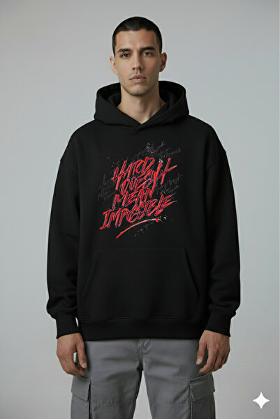 LORVEX Η δυσκολία δεν σημαίνει αδύνατο. Φούτερ Unisex με στάμπα Oversize.