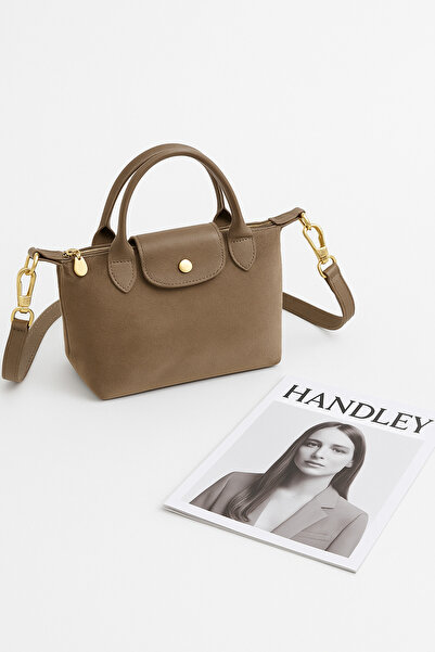 Handley ليليانا – حقيبة يد وكتف من الجلد السويدي مع تفاصيل جلدية