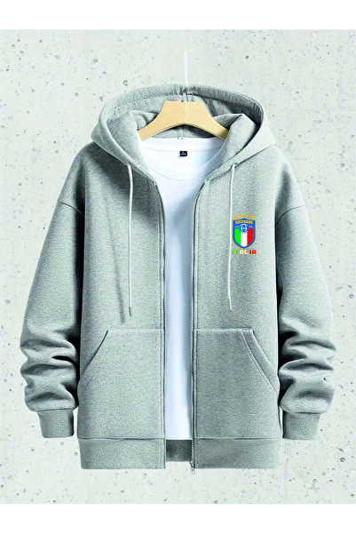 HOFFNUNG Φούτερ με κουκούλα oversized με μοτίβο με φερμουάρ unisex 3 THREADS ...