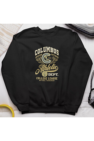 MAGORS سترة رياضية من القطن المطبوع بأكمام طويلة وياقة دائرية من كولومبوس أثل...