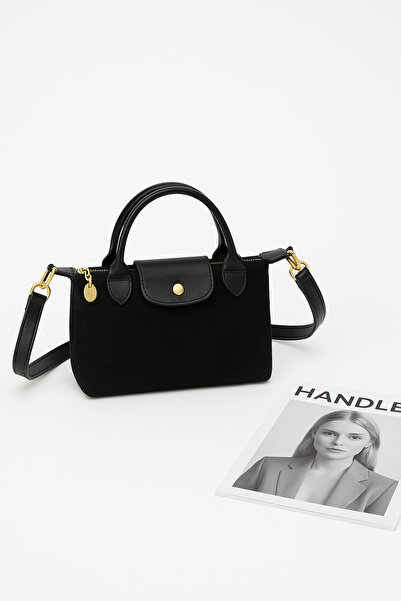 Handley ليليانا – حقيبة يد وكتف من الجلد السويدي مع تفاصيل جلدية