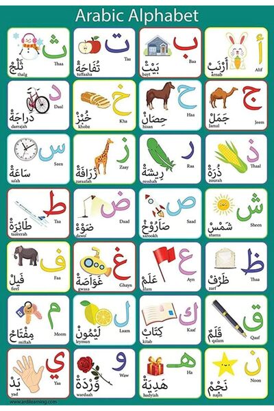 Al Raied ملصق الأبجدية العربية المغلف من ARS® مثالي للأطفال الصغار وفصول ما ق...