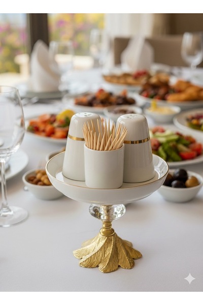 Niyara home Gerçek gold yaldız Tuzluk Seti