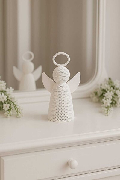 HKN3D Beyaz Melek Angel Led Mum Tealight Şamdan Mumluk Dekoratif Hediyelik