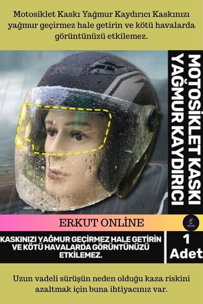 ERKUT ONLİNE Özel Üretim Su Tutmaz Film Bisiklet Motosiklet Kaskı Vizor Buhar...