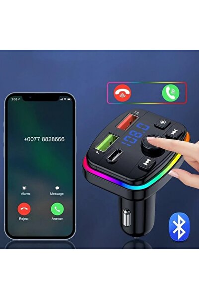 Zet ®5 Car FM Modulator Bluetooth 5.0 Hands-Free,3.1A Fast Charging Blue LCD Screen USB/TF Voltmeter