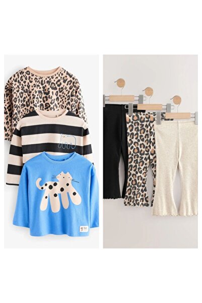Next Baby Cotton Blue Animal Patterned Long Sleeve 3-Piece Top and Bottom Set
