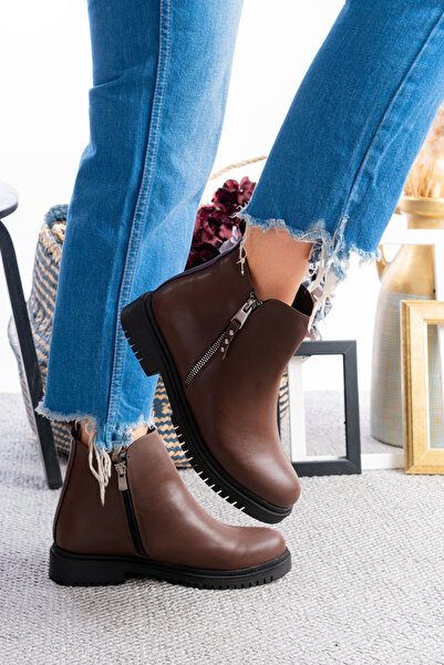 ELMANDO Günlük Kadın Bot Çift Fermuarlı Kadın Bot & Bootie