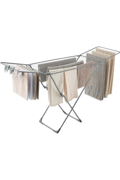 HYX رف تجفيف الملابس، رف تجفيف الغسيل المعدني، قابل للطي، موفر للمساحة، قائم ...