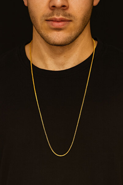 Jaida Moda Men's Gold Snake Chain Necklace – 65 cm Stainless Steel