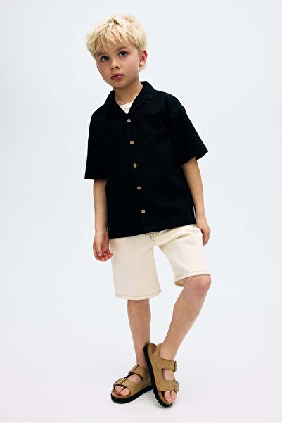 H&M قميص منتجع من مزيج الكتان