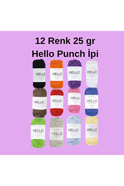 LİLYHOBBYLAND Punch Embroidery Starter Kit Complete Set with 12 Colors of Thread, Fabric, Hoop and Needles