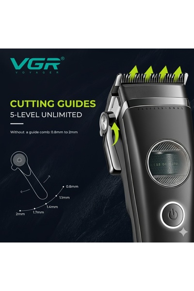 VGR V-880C Professional Hair Clipper-High Speed Brushless Motor & Ceramic Blades Cordless (Black Color)