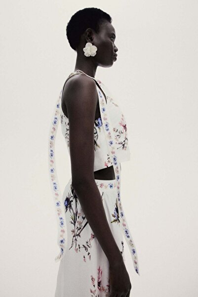 H&M Tie-strap linen-blend top