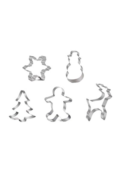 OEM Set 5 forme de biscuiți pentru Crăciun, Brad, Om de zăpadă, Ren, Fulg de zăpadă, Om de turtă dulce, Inox