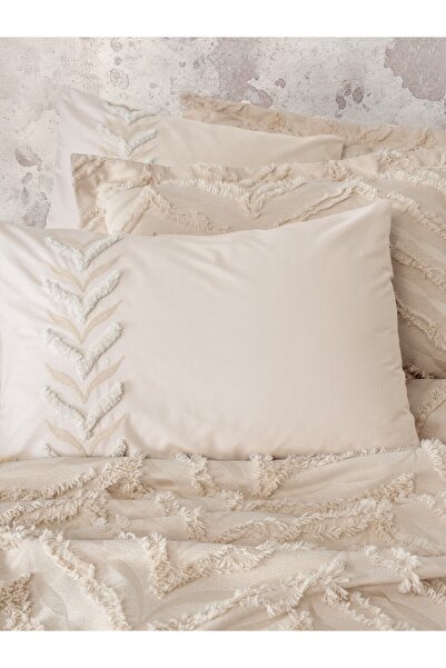 ŞENER HOME Cottonbox Limi Çift Kişilik Yatak Örtülü Nevresim Takımı Crimp Bej