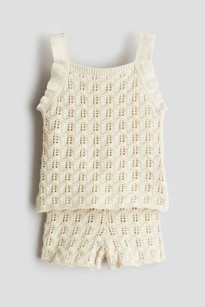 H&M 2-piece cotton pointelle-knit set