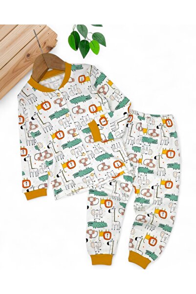 voyyo kids baby Baby Boy Animals Printed Seasonal 100% Cotton Snap-On Nightgown Pajama Set L 6-24 Months